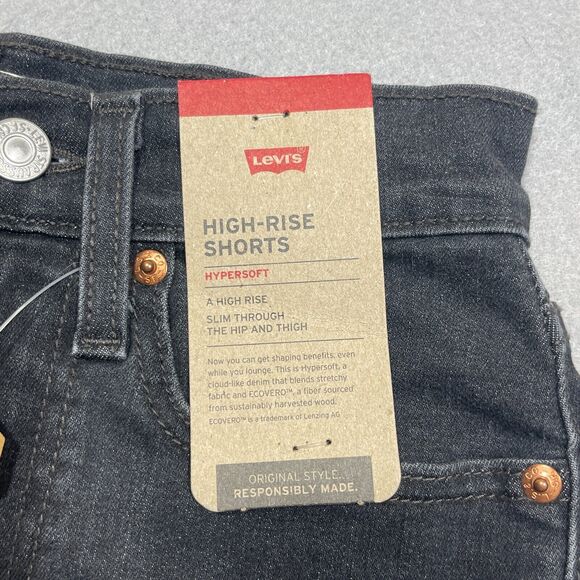 Levi's High‎ Rise Shorts Hypersoft 24 Cut Off Cheeky Distressed Women Gray NWT - Picture 3 of 12